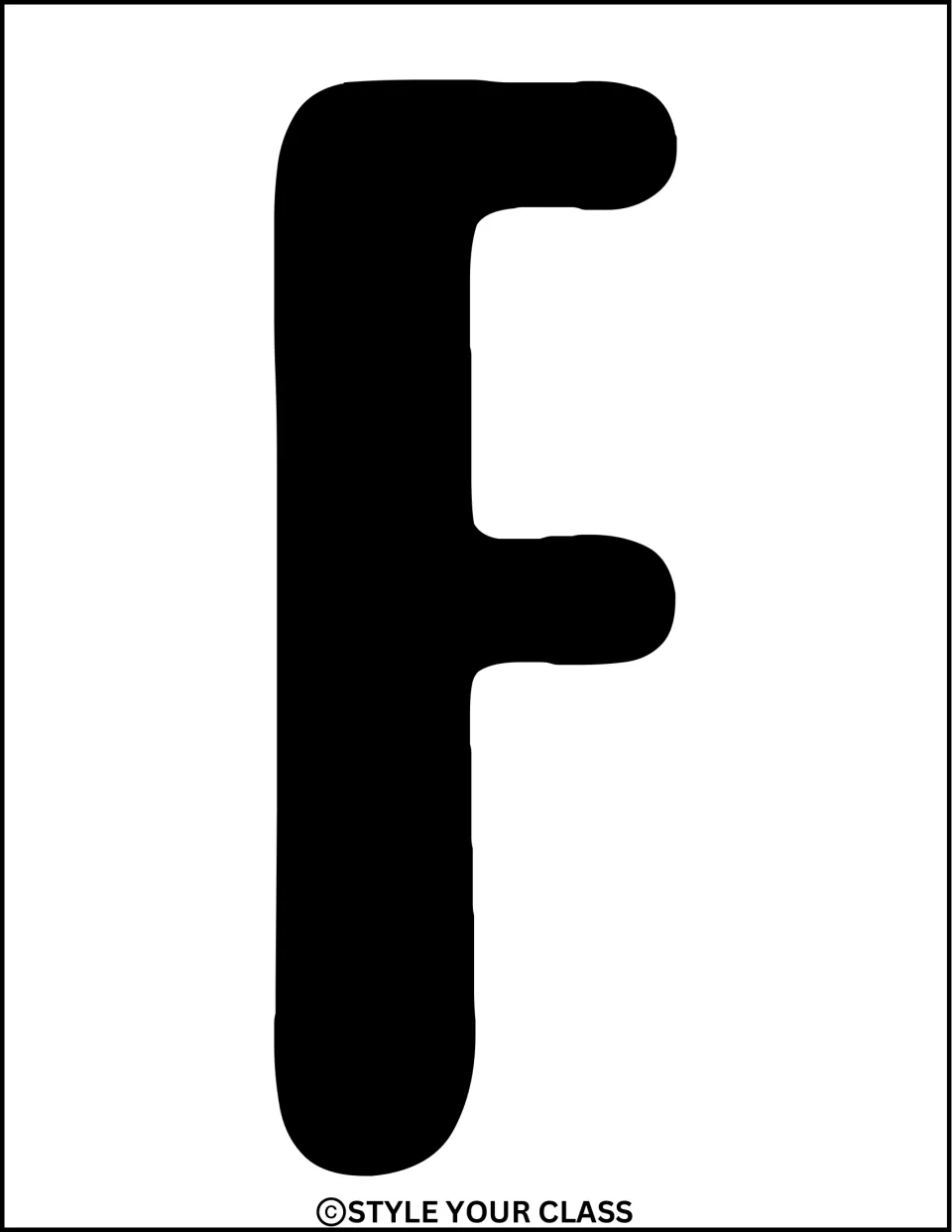 Solid black uppercase F, a cut-out title letter for the airplane-themed classroom door or bulletin board kit