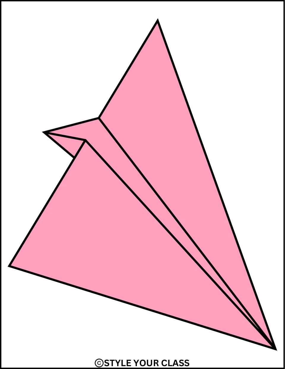 One large pink paper airplane cutout for the classroom door or bulletin board kit, pointing down and right