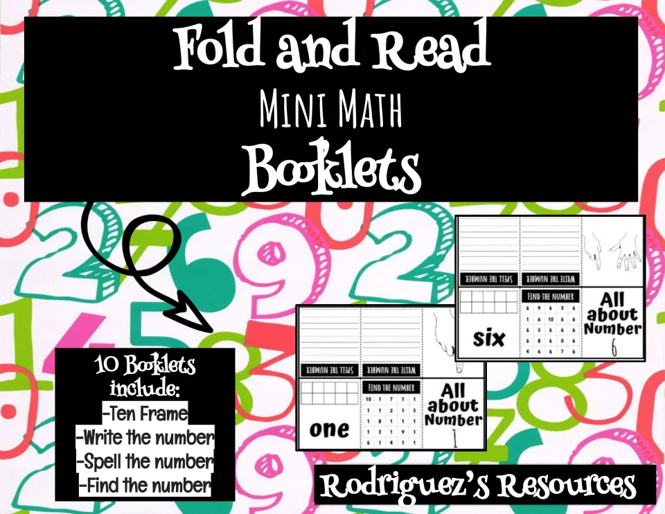 Cover of Fold and Read Mini Math Booklets: 10 booklets with ten frame, write, spell and find the number sections