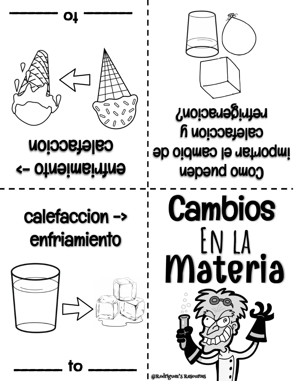Cambios en la Materia: Spanish booklet on heating and cooling with blanks to name each change of state