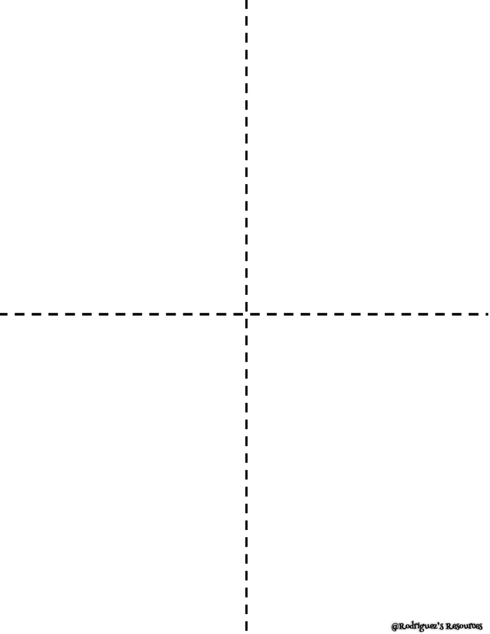 Blank booklet template: four empty fold-up panels for students to write and illustrate their own reading booklet