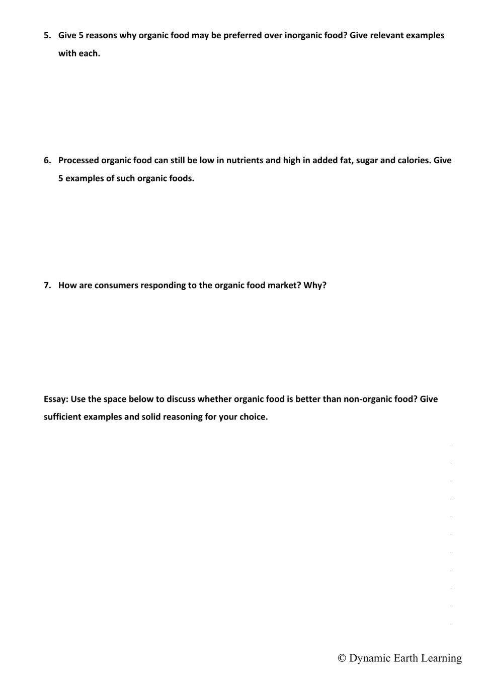 Organic food questions 5-7 on reasons to buy organic, processed organic foods and consumer trends, then an argument essay