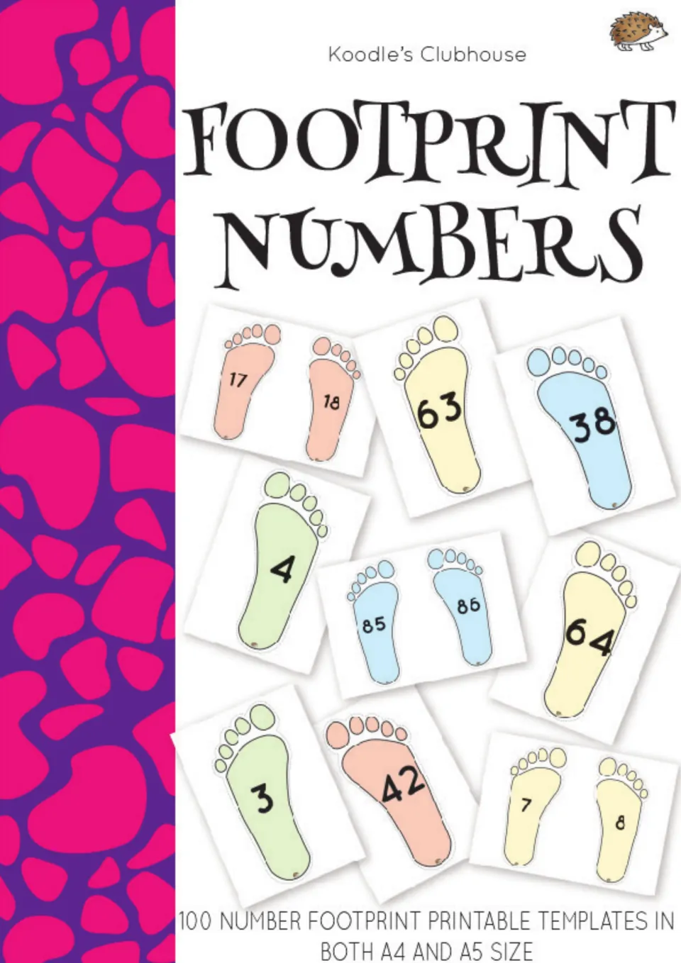 Footprint Numbers cover by Koodle's Clubhouse: 100 printable number footprint templates in A4 and A5 size