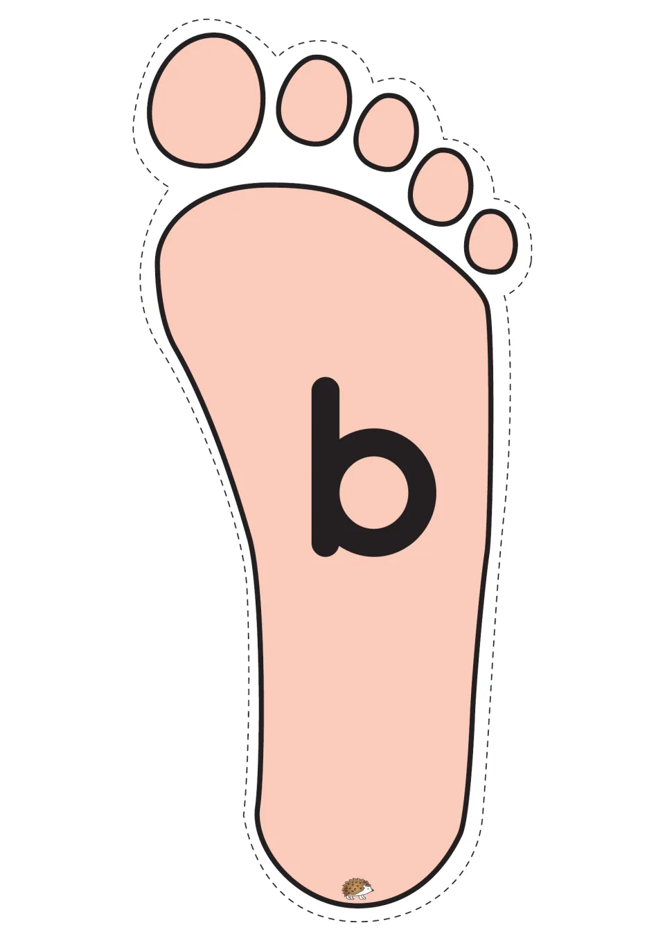 Lowercase b footprint from the alphabet game, printed one per page for letter recognition and sound practice