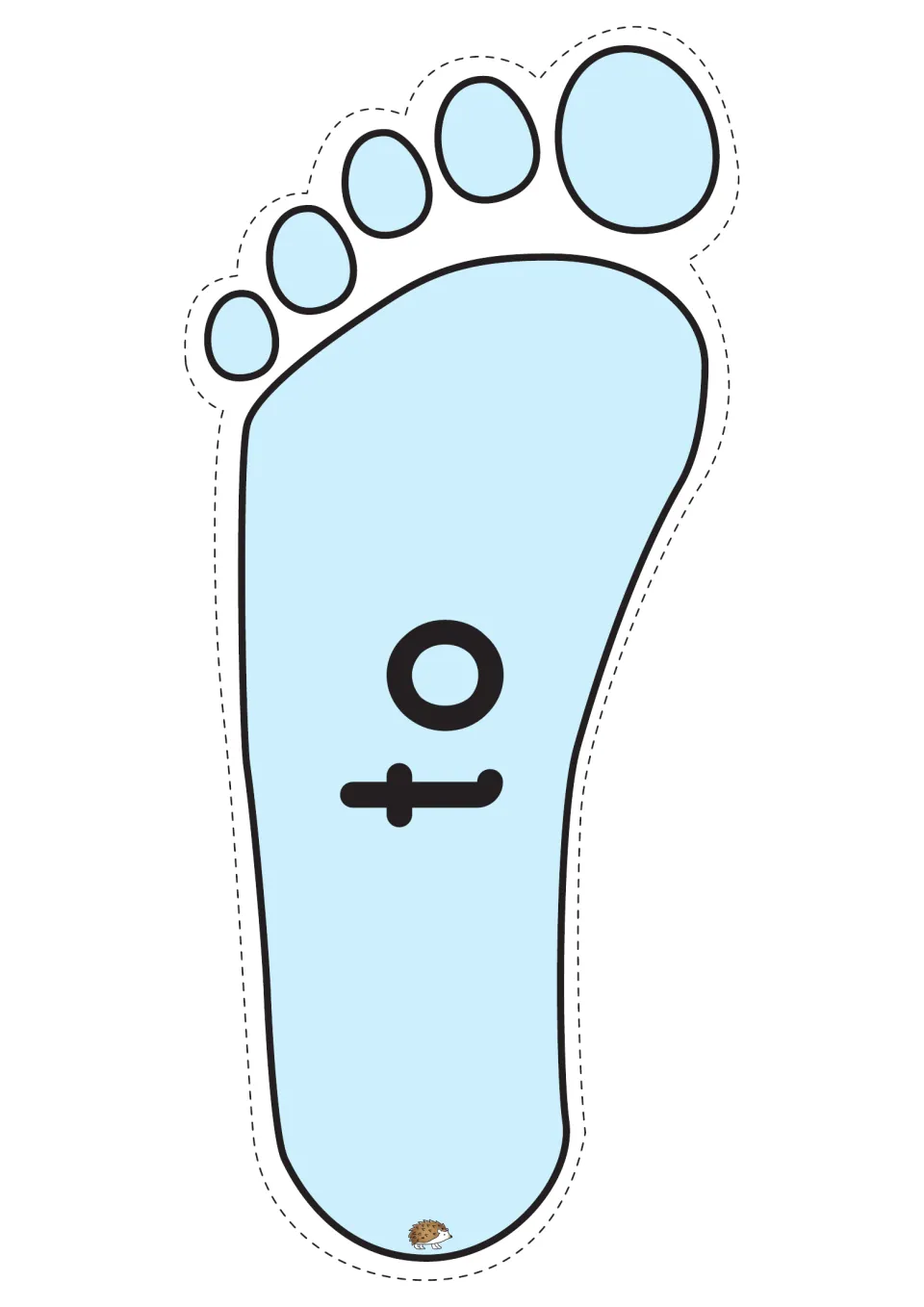 Blue footprint labeled 'to' so students can call out the high-frequency word as they step across a trail of word prints