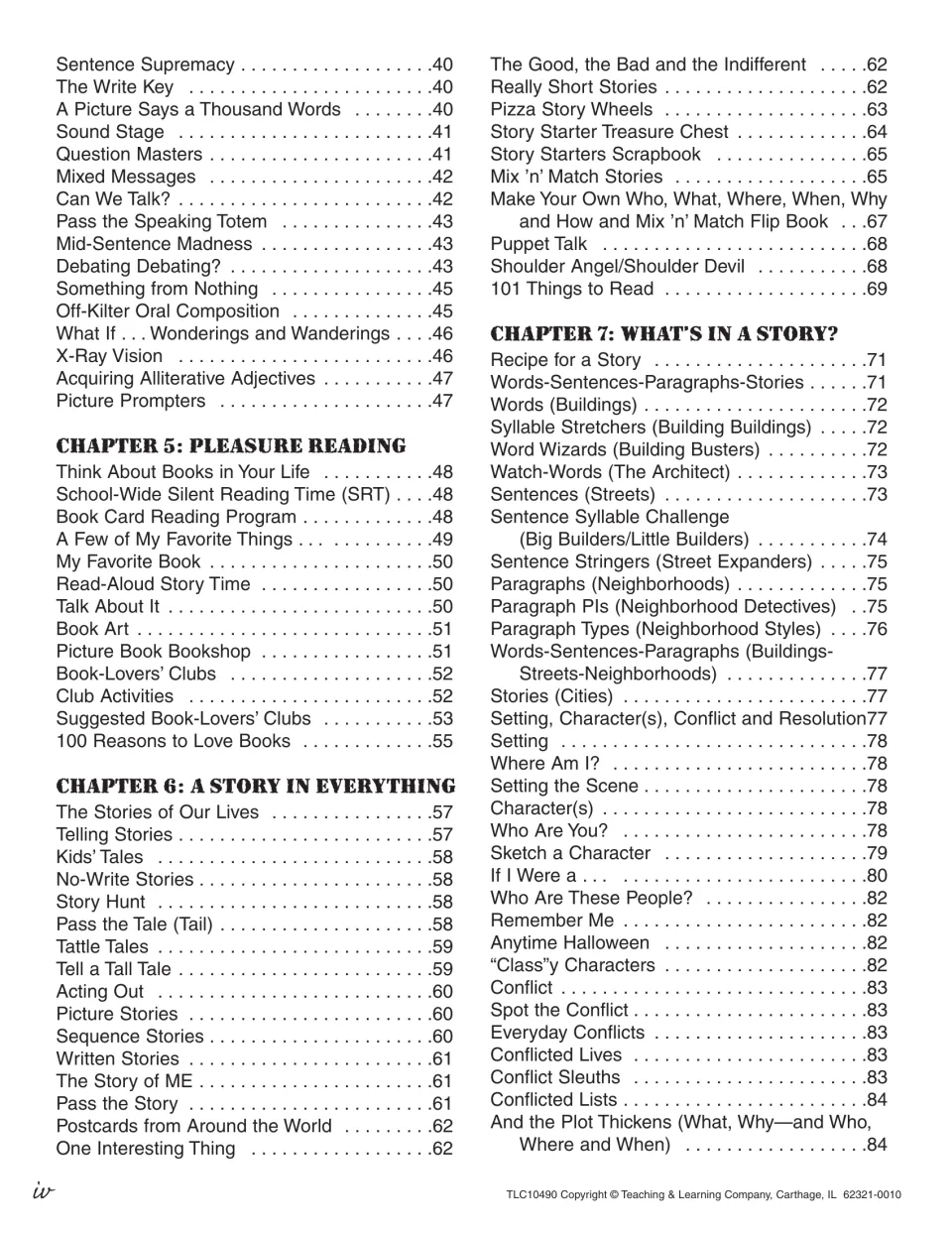 Table of contents, part 2: Chapter 5 Pleasure Reading, Chapter 6 A Story in Everything, start of Chapter 7
