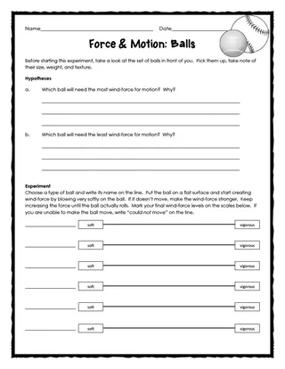 Force and Motion Science Experiment – sample page 2