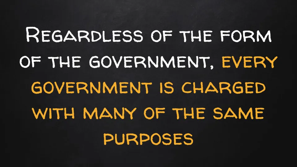 Intro slide on shared purposes: whatever its form, every government is charged with many of the same purposes