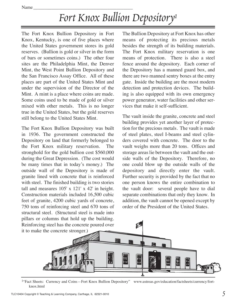 Reading on the bullion depository: the five U.S. gold sites, its 1936 construction and 20-ton vault door