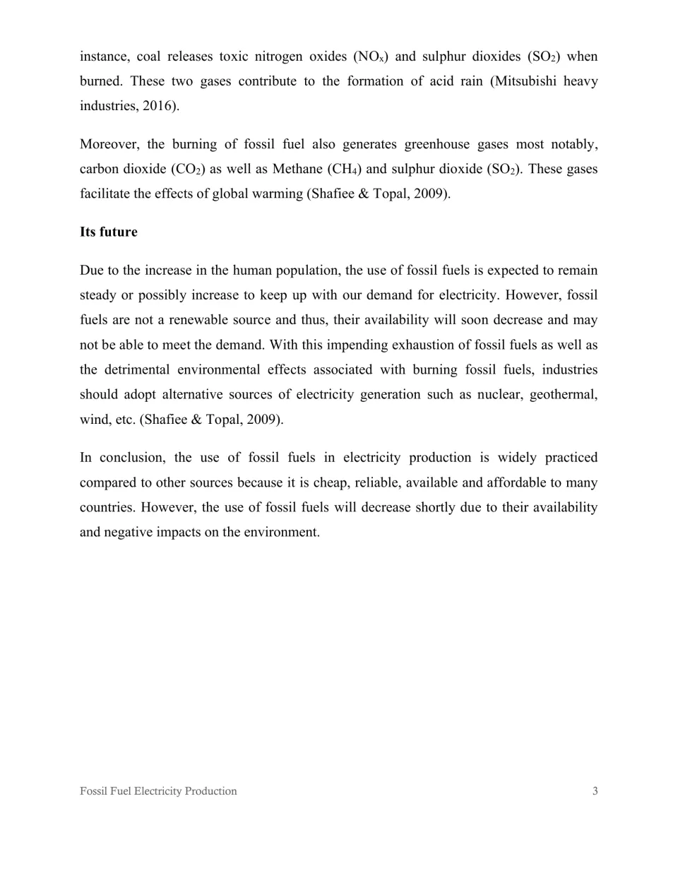 Reading passage conclusion: acid rain, emissions, limited fossil fuel supplies, and alternative energy