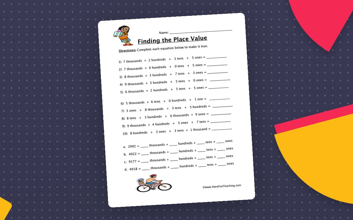 Four Digit Place Value Worksheet teaching resource preview