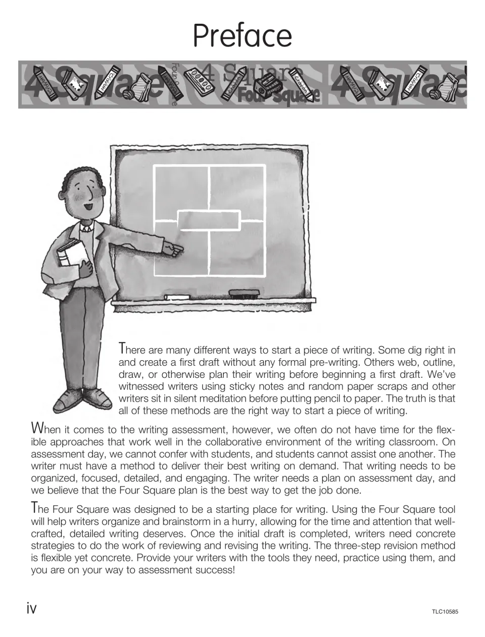 Preface explaining why writers need a fast plan on assessment day and how Four Square and three-step revision provide one