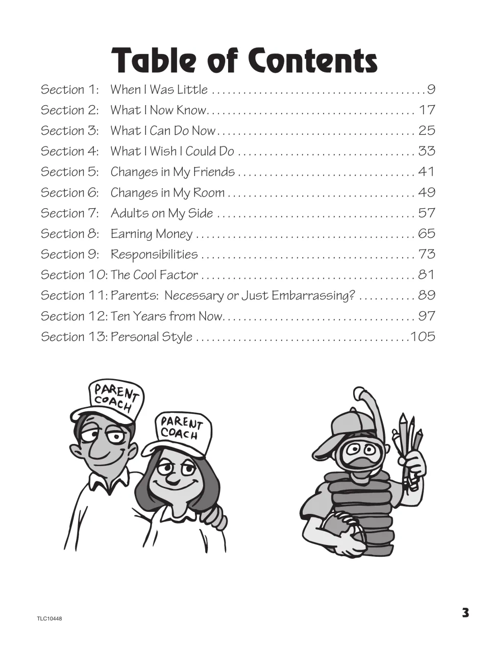 Table of contents lists 13 writing units, from When I Was Little to Personal Style, with starting pages