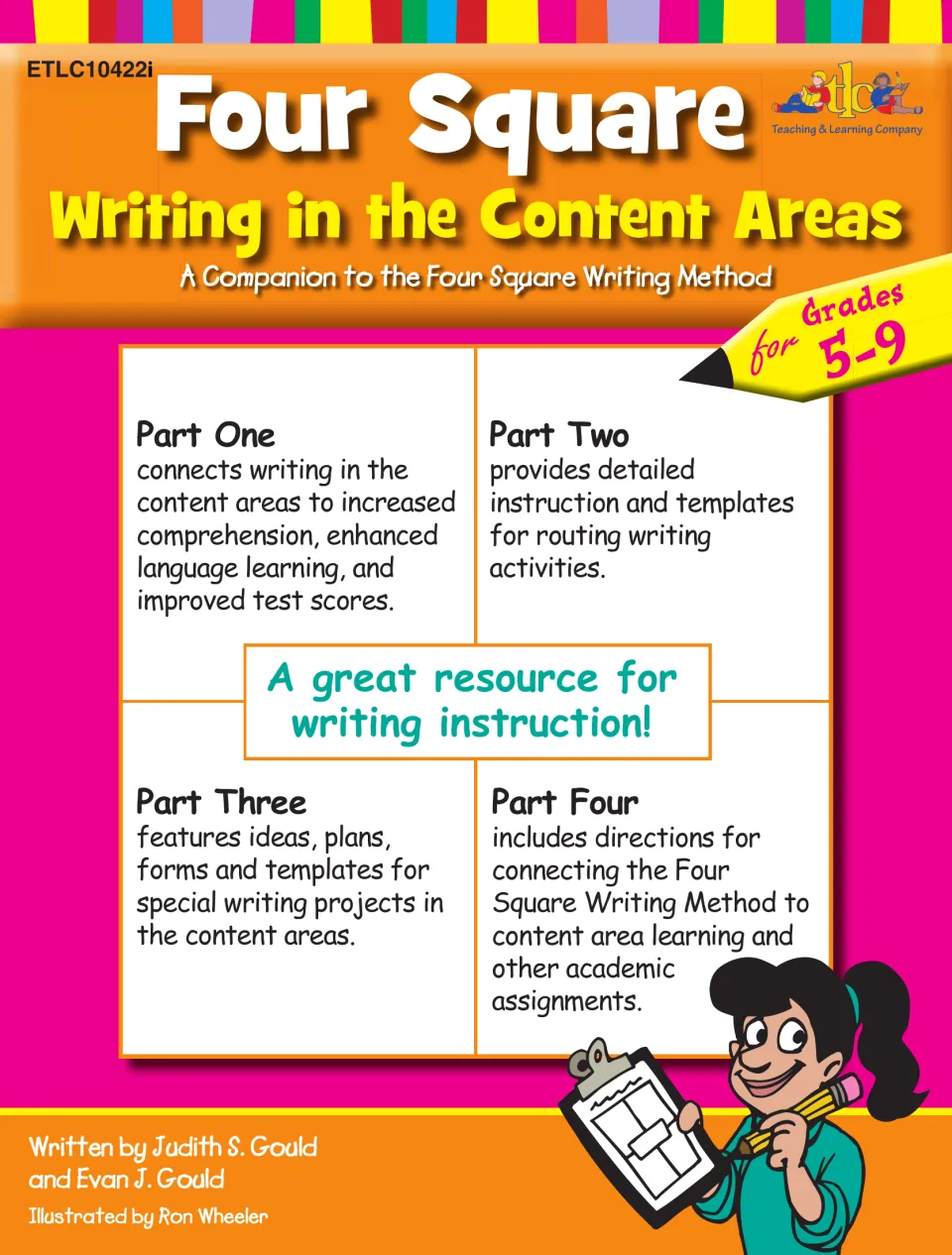 Four Square: Writing in the Content Areas cover, a Four Square Writing Method companion for grades 5-9 in four parts