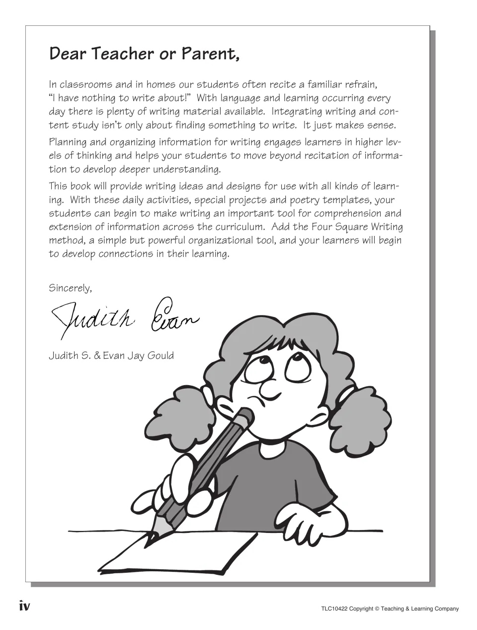 Letter to teachers and parents from the authors on joining writing with content study to move students past recitation