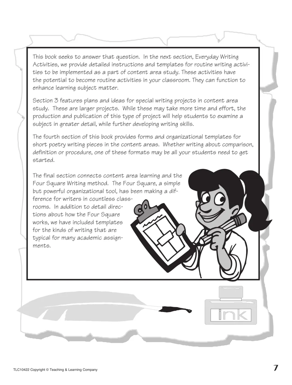 Rationale ends with an overview of sections 2-5: everyday activities, special projects, poetry templates and Four Square