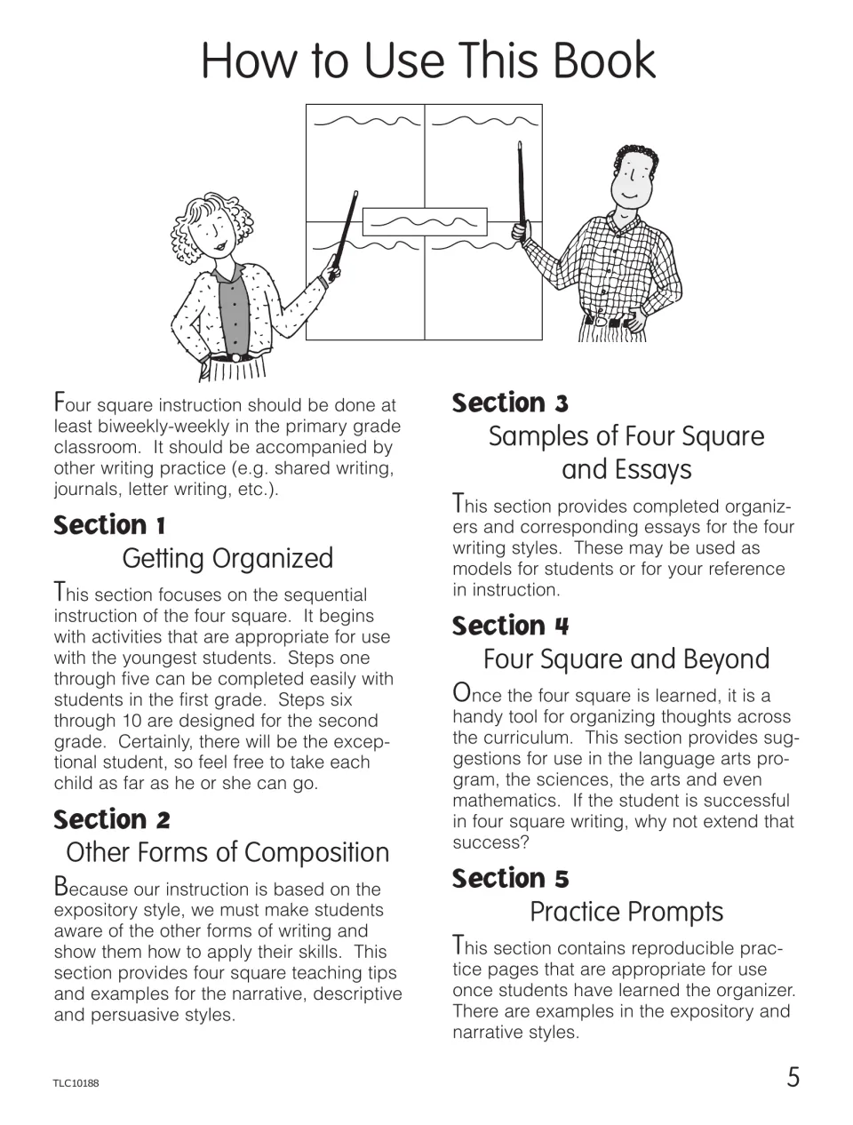 How to Use This Book: suggested biweekly-weekly lesson schedule plus a summary of each of the five book sections