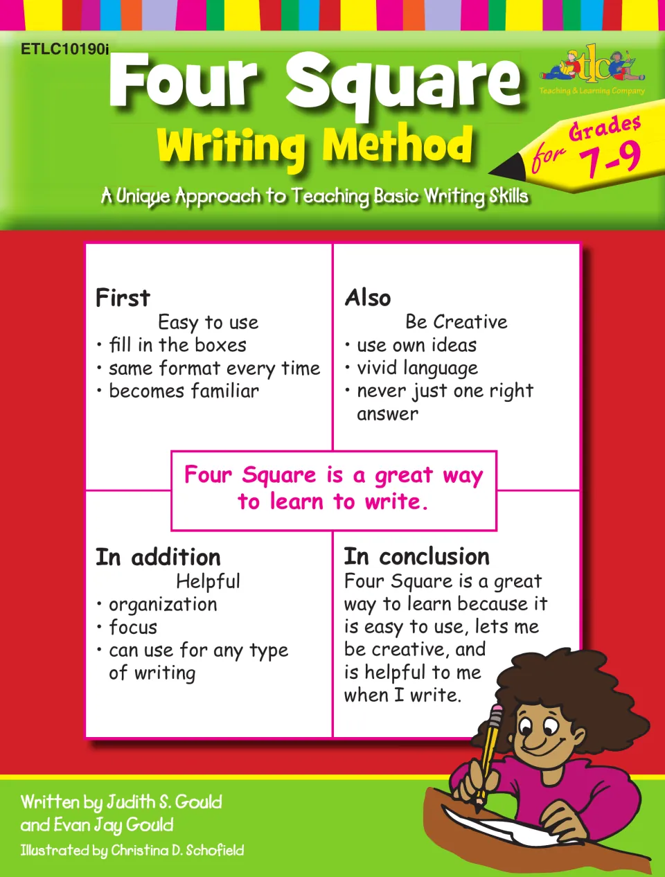 Cover of Four Square: Writing Method for Grades 7–9, showing an example about learning to write