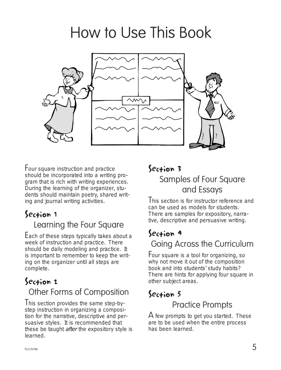 How to Use This Book explains daily modeling, practice, composition styles, sample essays, and curriculum uses