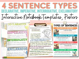 Four Types of Sentences Interactive Notebook Templates and Posters – sample page 4