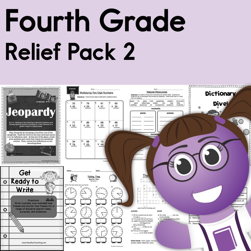 Fourth Grade Coronavirus Relief Pack 2 teaching resource preview