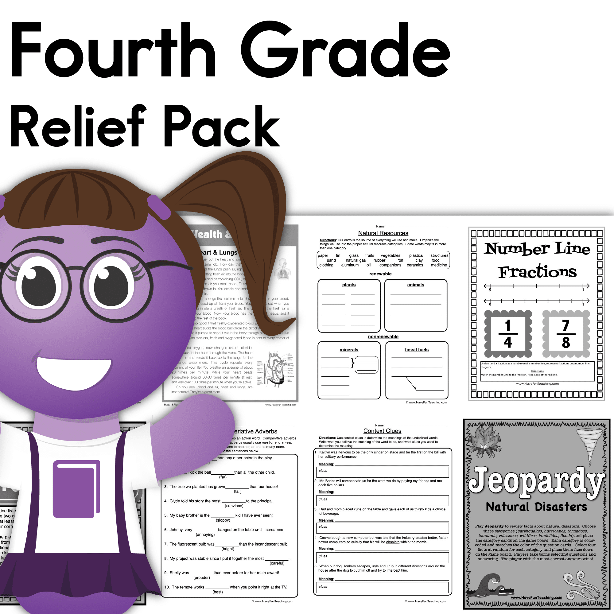 Fourth Grade Coronavirus Relief Pack teaching resource preview