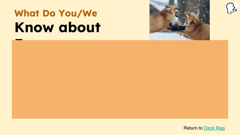 Prior-knowledge slide begins “What Do You/We Know about” and shows two foxes above a blank response area