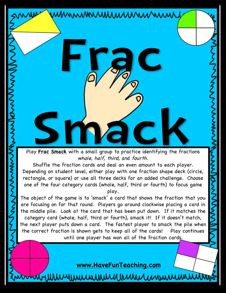 Frac Smack Fractions Activity teaching resource preview