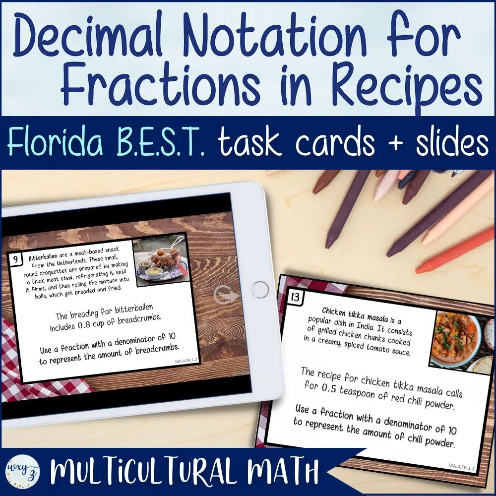 Fractions & Decimals in Recipes - Florida BEST MA.4.FR.1.1, 1.2 & 2.3 – cover