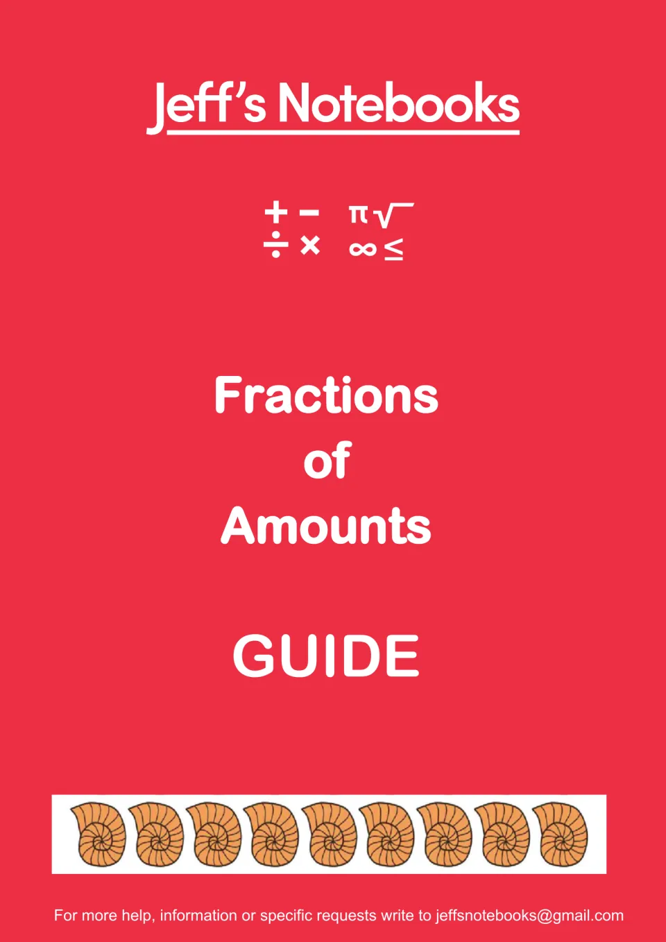 Cover of the Fractions of Amounts guide from Jeff’s Notebooks, introducing the fraction practice resource