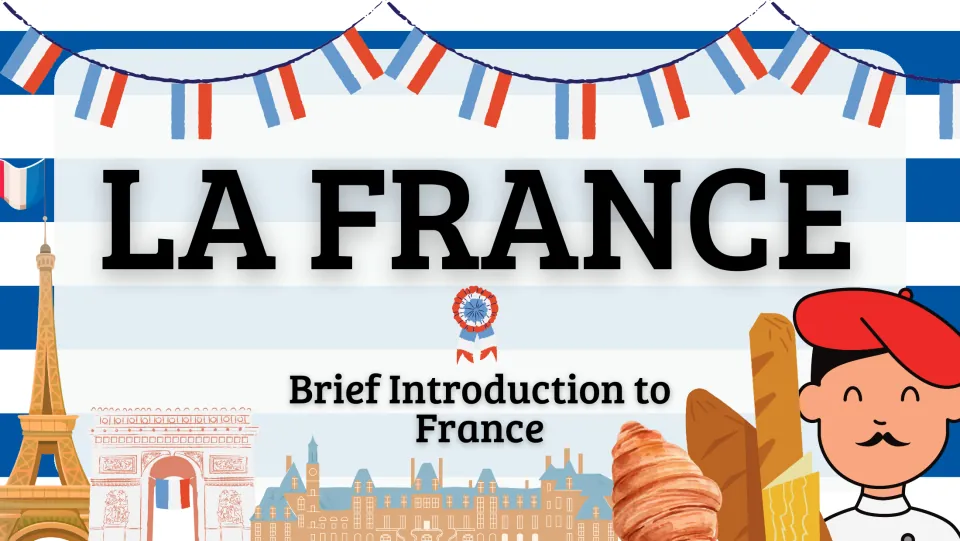 Country study presentation cover labeled 'La France' (France) and 'Brief Introduction to France'