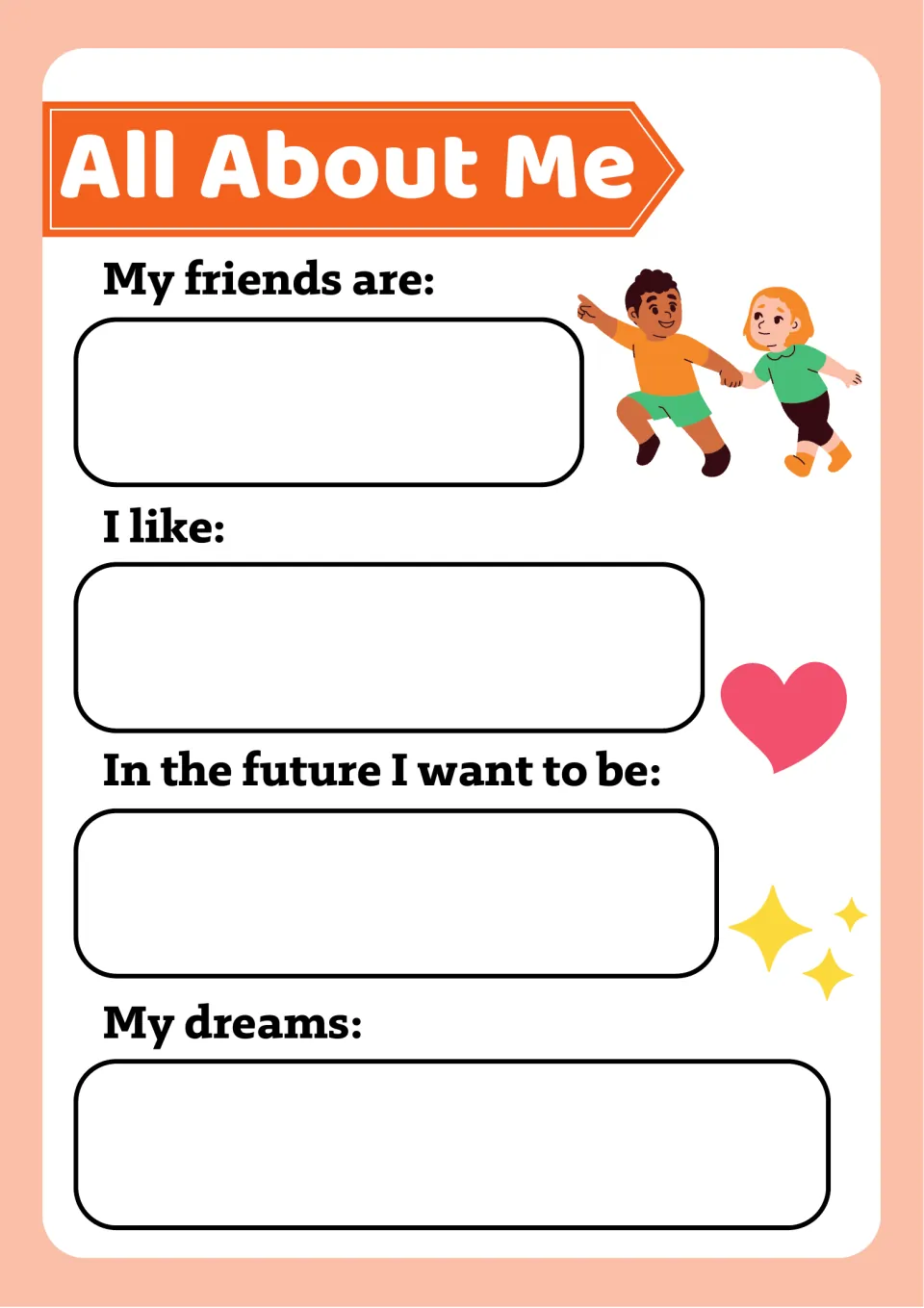 Friends and future goals: students write about their friends, things they like, what they want to be and their dreams