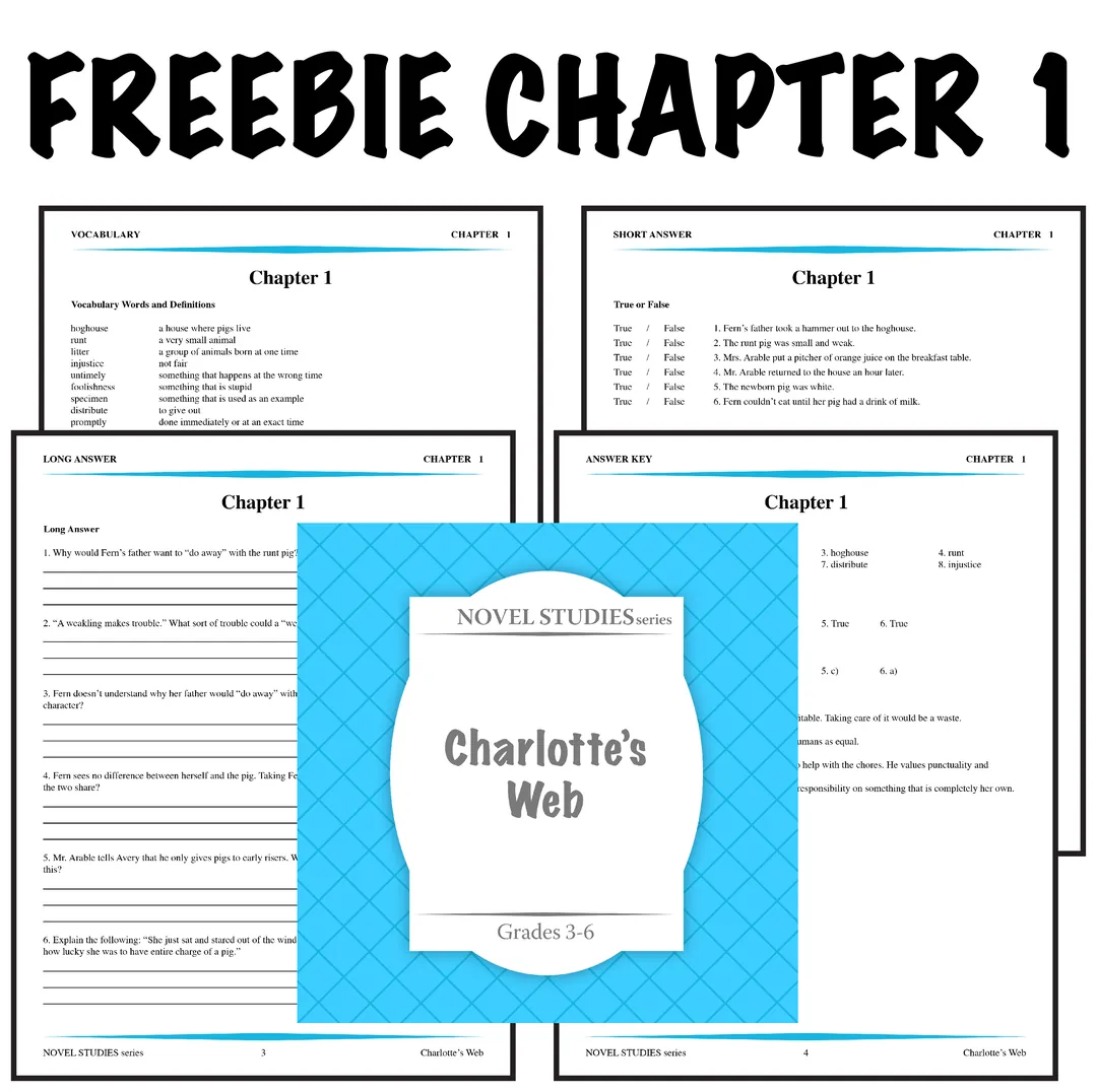 FREE: Charlotte's Web Novel Study Guide – Chapter 1 – cover