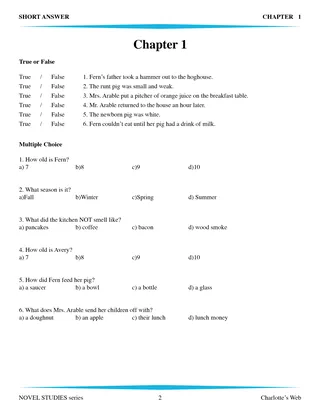 FREE: Charlotte's Web Novel Study Guide – Chapter 1 – sample page 3