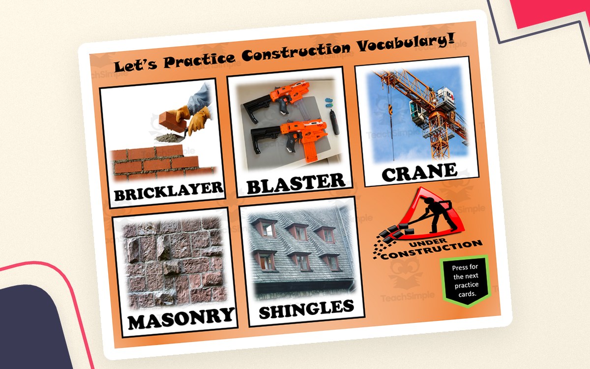 Free Construction Interactive Memory Game to Practice Vocabulary preview