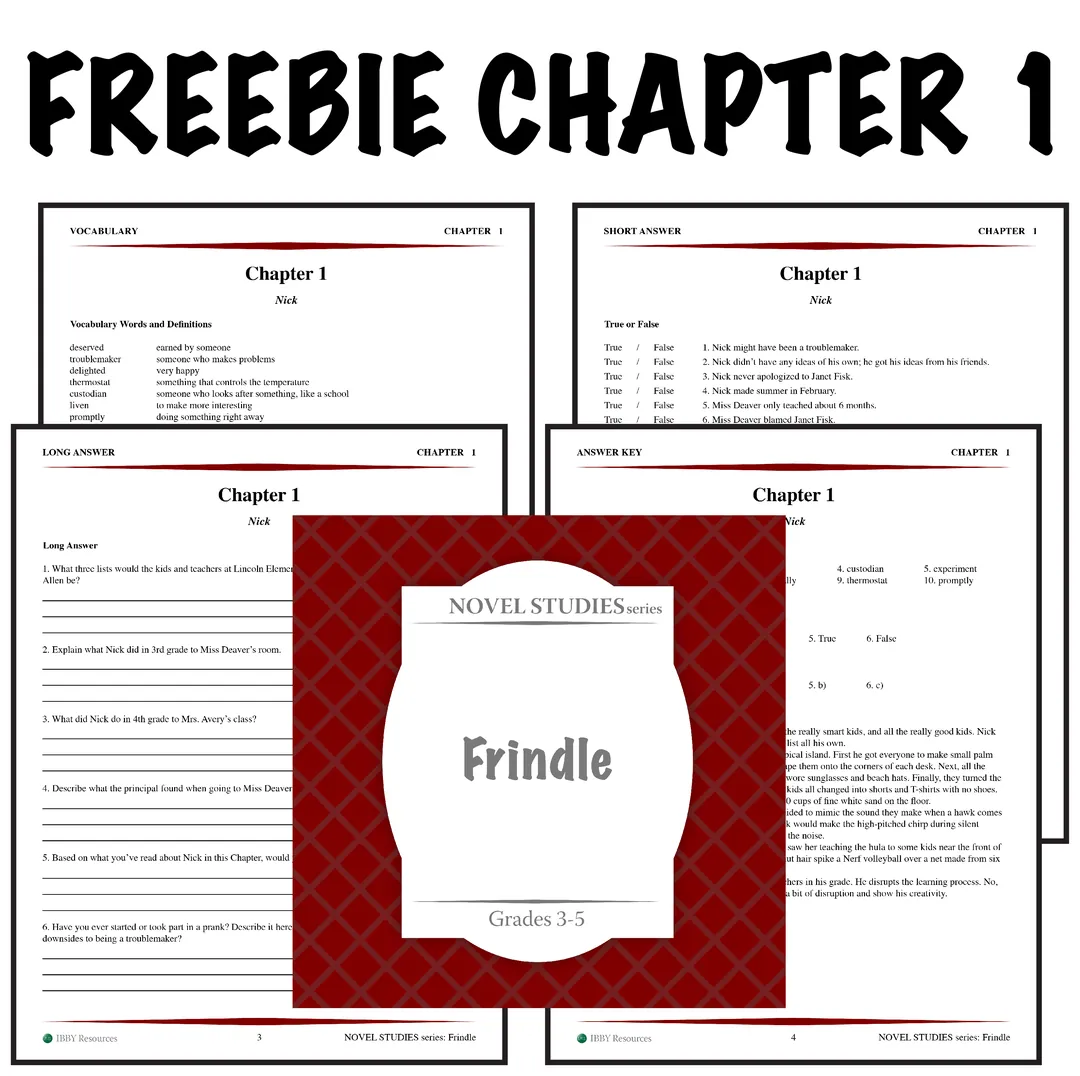 FREE: Frindle Novel Study Guide – Chapter 1 – cover