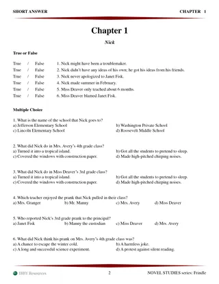 FREE: Frindle Novel Study Guide – Chapter 1 – sample page 3