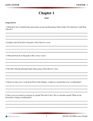 FREE: Frindle Novel Study Guide – Chapter 1 – sample page 4