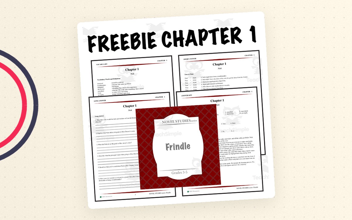 FREE: Frindle Novel Study Guide – Chapter 1 preview