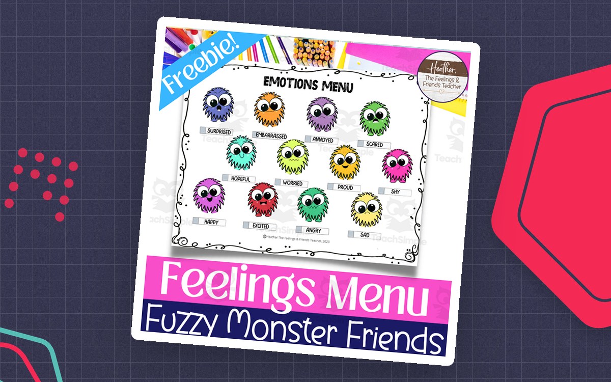 Free Fuzzy Monsters Emotions Menu-- Feelings Chart preview