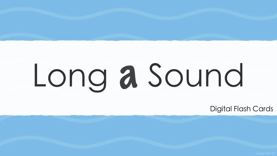 Digital flashcard cover labeled 'Long a Sound' and 'Digital Flash Cards' for the long A practice resource