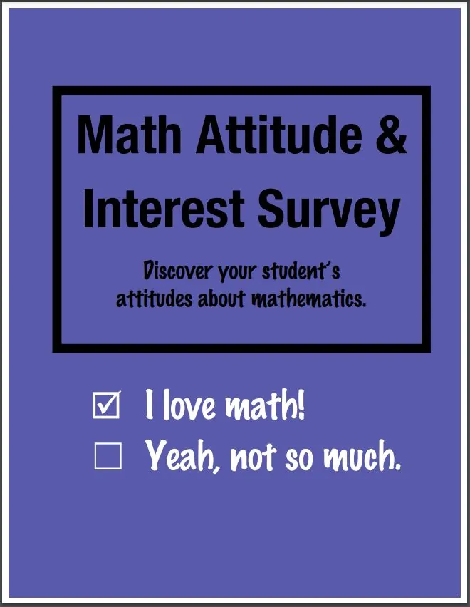 FREE Math Attitude and Interest Survey for Elementary Students (Grades 2-5) – cover