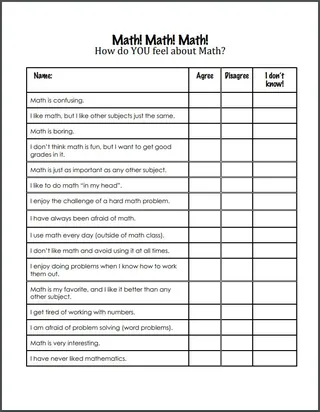 FREE Math Attitude and Interest Survey for Elementary Students (Grades 2-5) – sample page 2