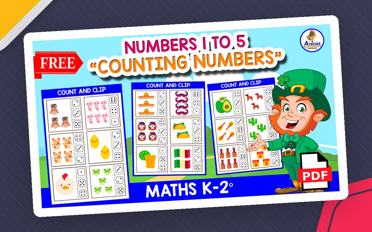 FREE MATH WORKSHEETS | Counting 1 to 5 preview: Six count-and-clip practice worksheets