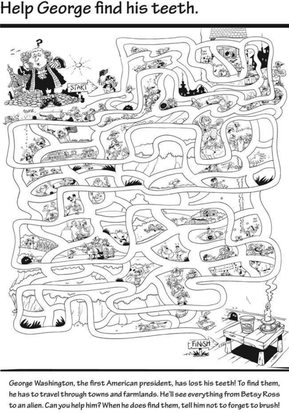 Help George find his teeth: students trace George Washington's route from Start to Finish through towns and farms