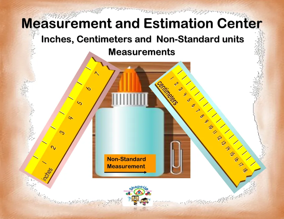Measurement and Estimation Center cover introducing inches, centimeters, and nonstandard measurement units