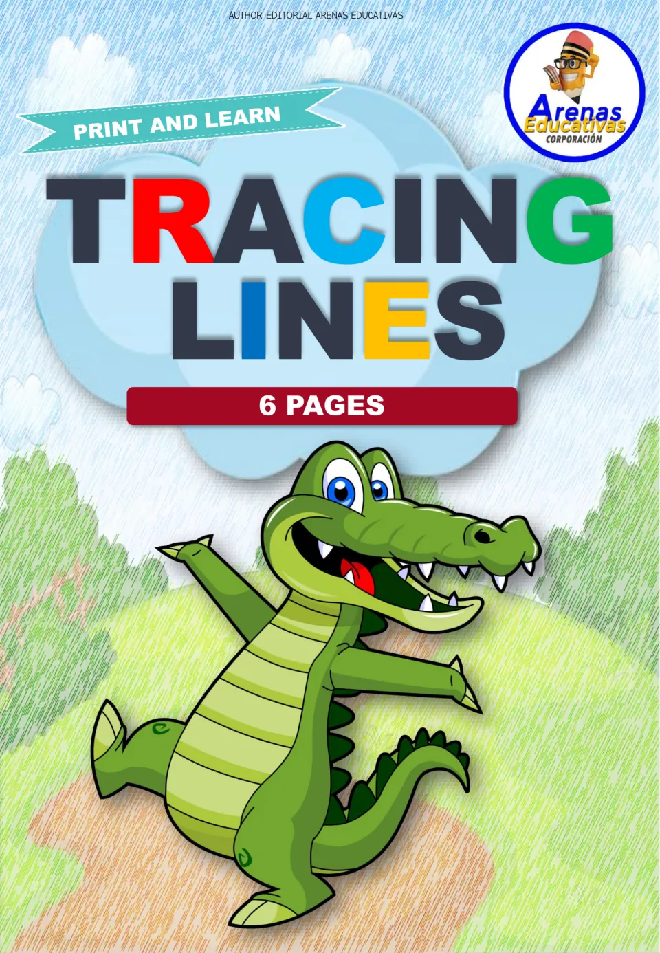 Cover of the tracing practice resource, labeled 'Print and Learn,' 'Tracing Lines,' and '6 Pages'