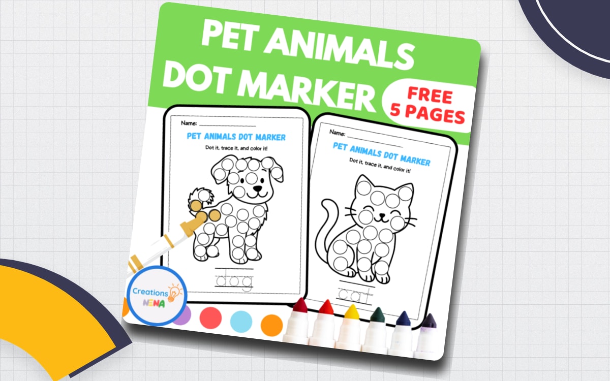 Free Pet Animals Dot Marker Worksheets preview