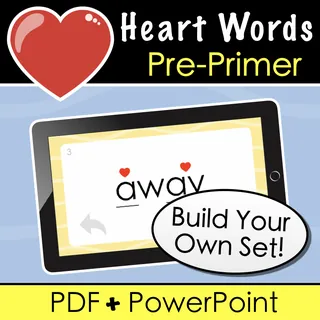 FREE Pre-Primer Heart Words - Compile Your Own Digital Flash Card Set – cover
