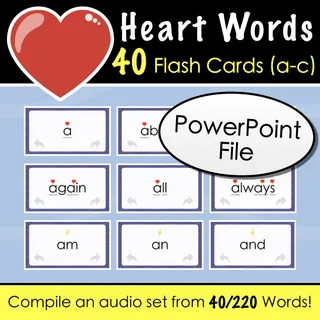 FREE Pre-Primer Heart Words - Compile Your Own Digital Flash Card Set – preview 1